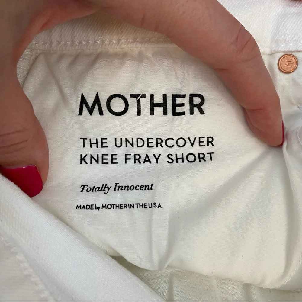 MOTHER White Denim Long Jean Shorts